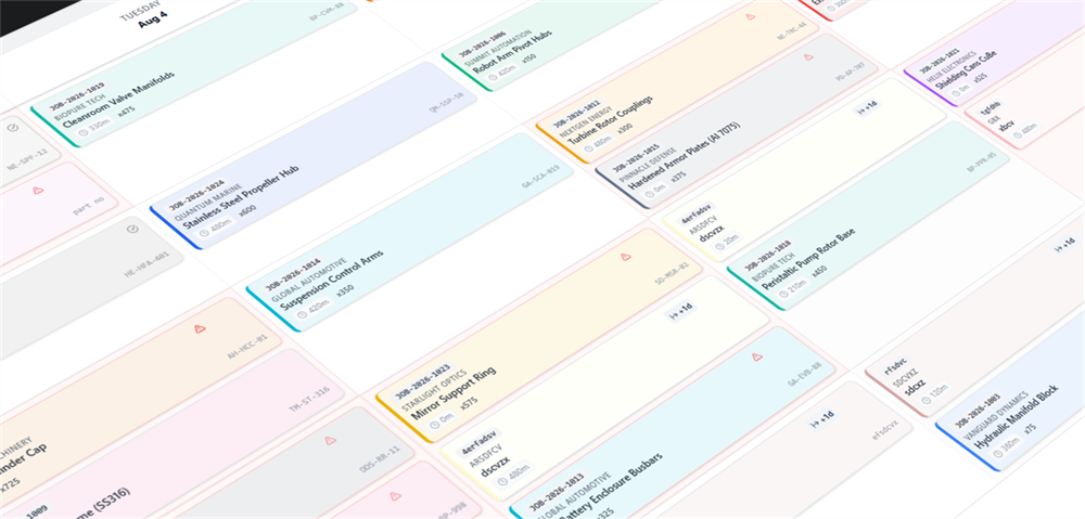Synctile real-time drag-and-drop machine scheduling interface