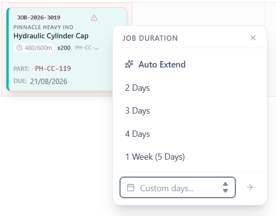 Job Duration Extension Selector